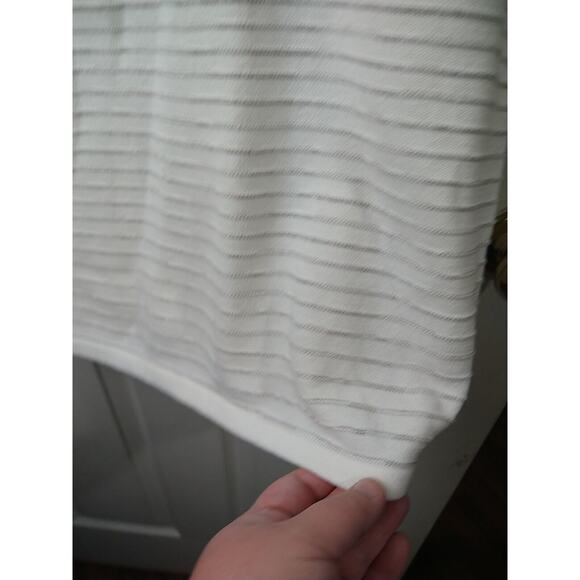 Chicos Woman 3/L Sweater Tank Mock Neck Brown Cream Striped Sleeveless Pullover - Picture 6 of 9